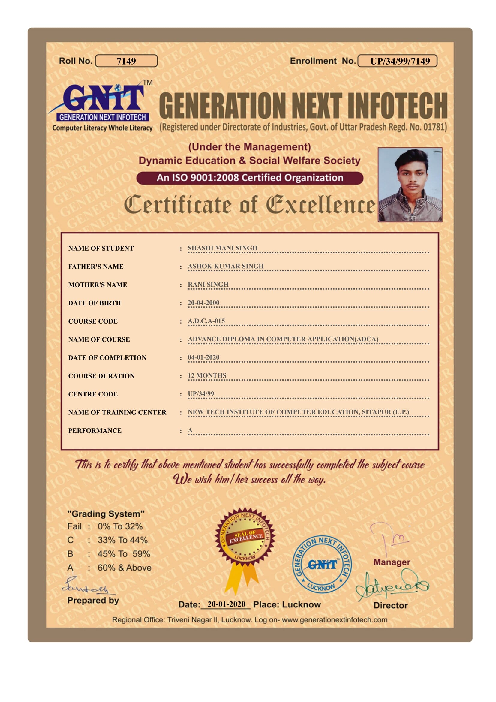 Sample Crtificate